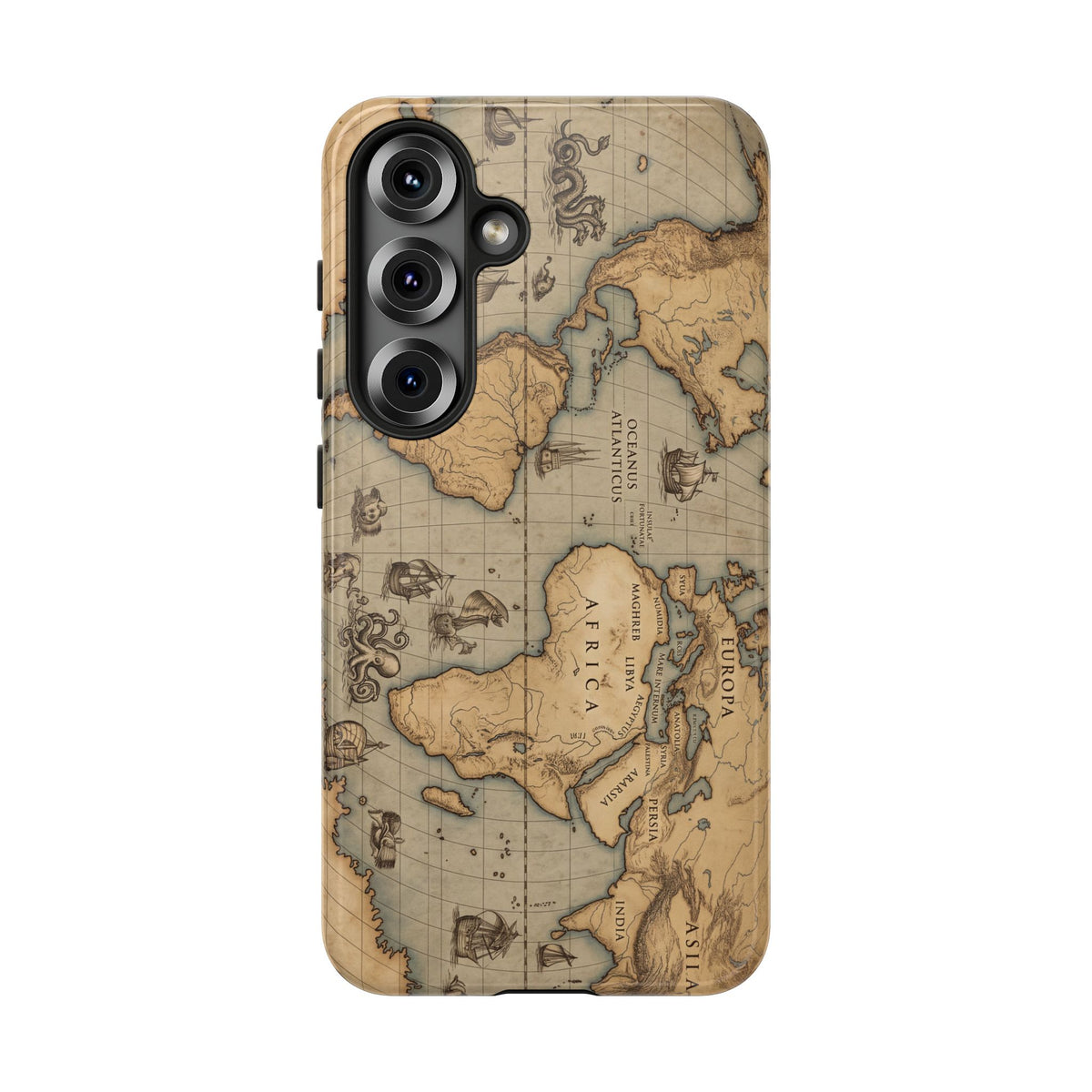 Vintage World Map Tough Phone Case — Antique Explorer iPhone Cover