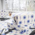 Blue Floral Hearts Wrapping Paper — Elegant Gift Wrap for Weddings, Birthdays & Mother's Day