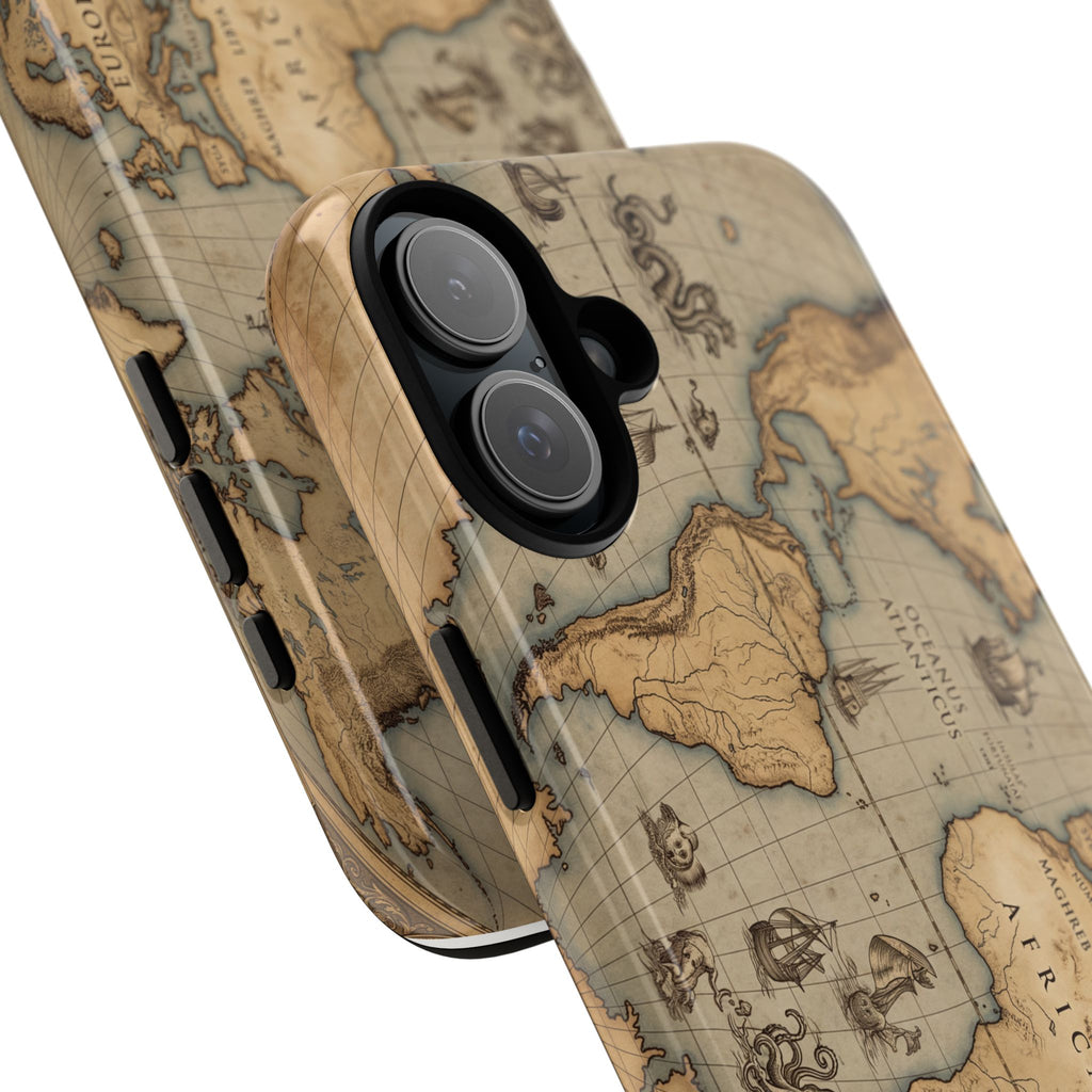 Vintage World Map Tough Phone Case — Antique Explorer iPhone Cover