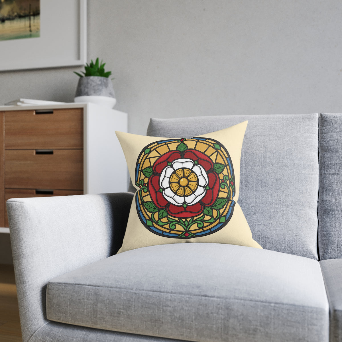 Stained Glass Rose Window Cushion