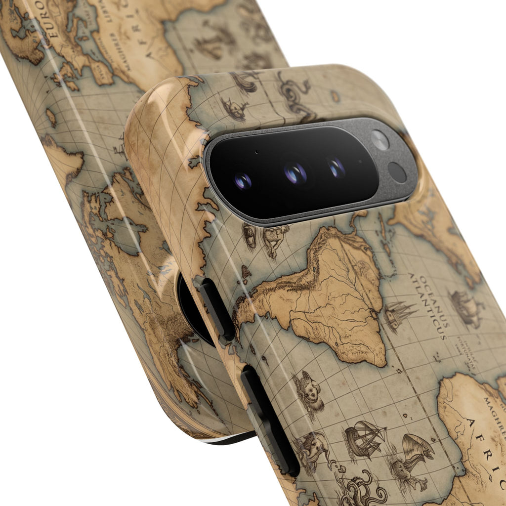 Vintage World Map Tough Phone Case — Antique Explorer iPhone Cover