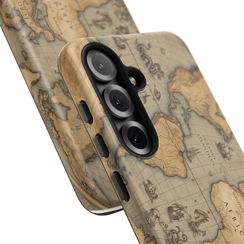 Vintage World Map Tough Phone Case — Antique Explorer iPhone Cover