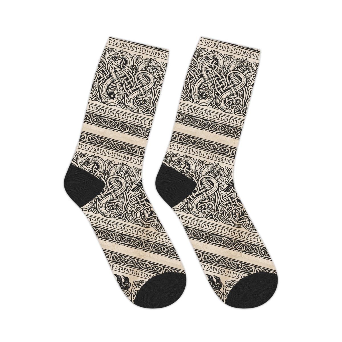 Celtic Knot Mid-Calf Socks — Vintage Grey Viking Norse Pattern