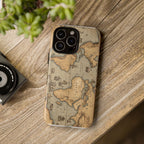 Vintage World Map Tough Phone Case — Antique Explorer iPhone Cover