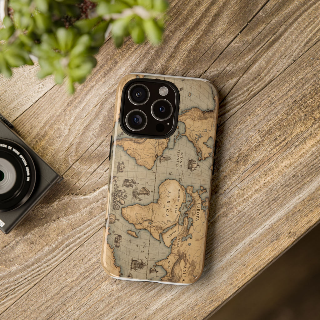 Vintage World Map Tough Phone Case — Antique Explorer iPhone Cover