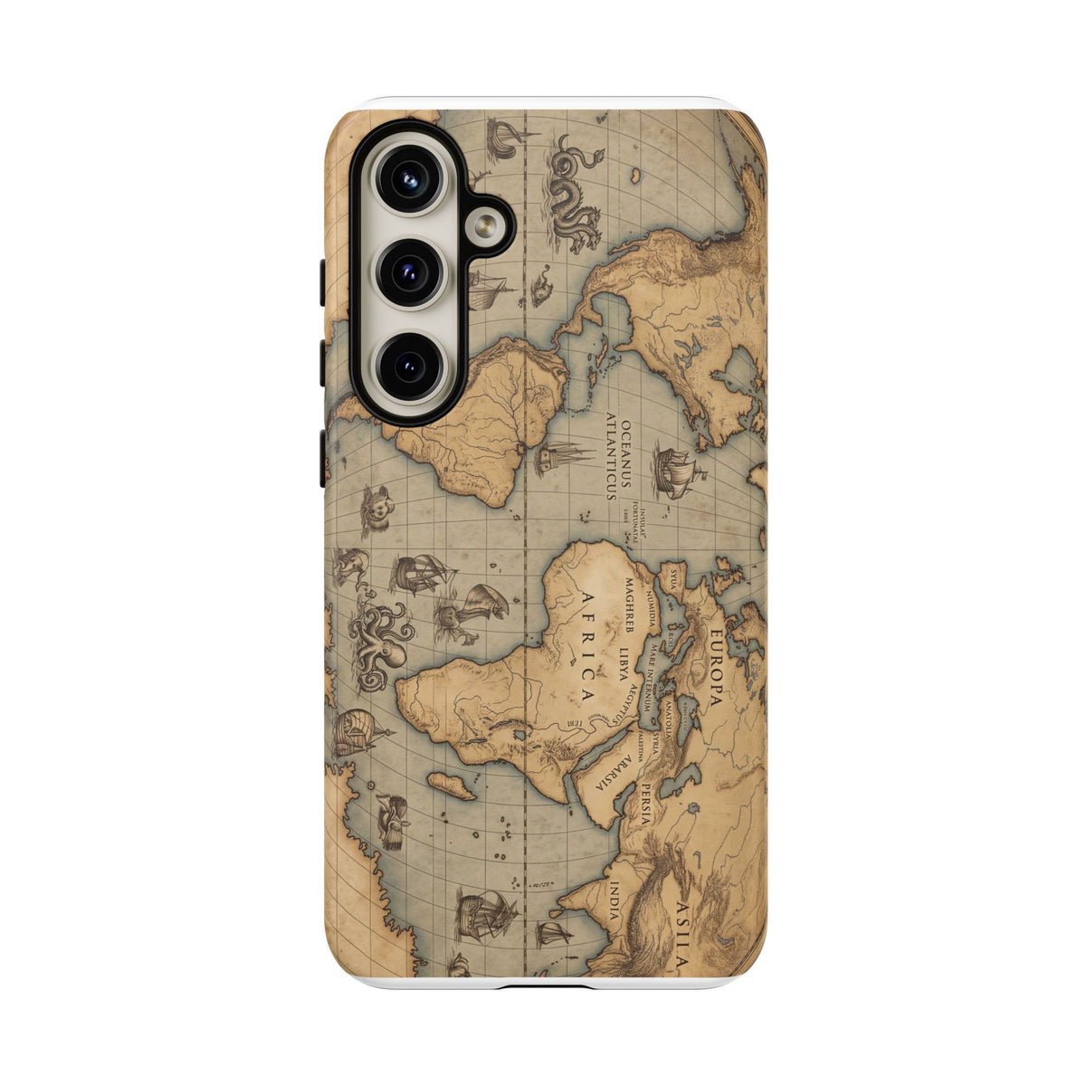 Vintage World Map Tough Phone Case — Antique Explorer iPhone Cover
