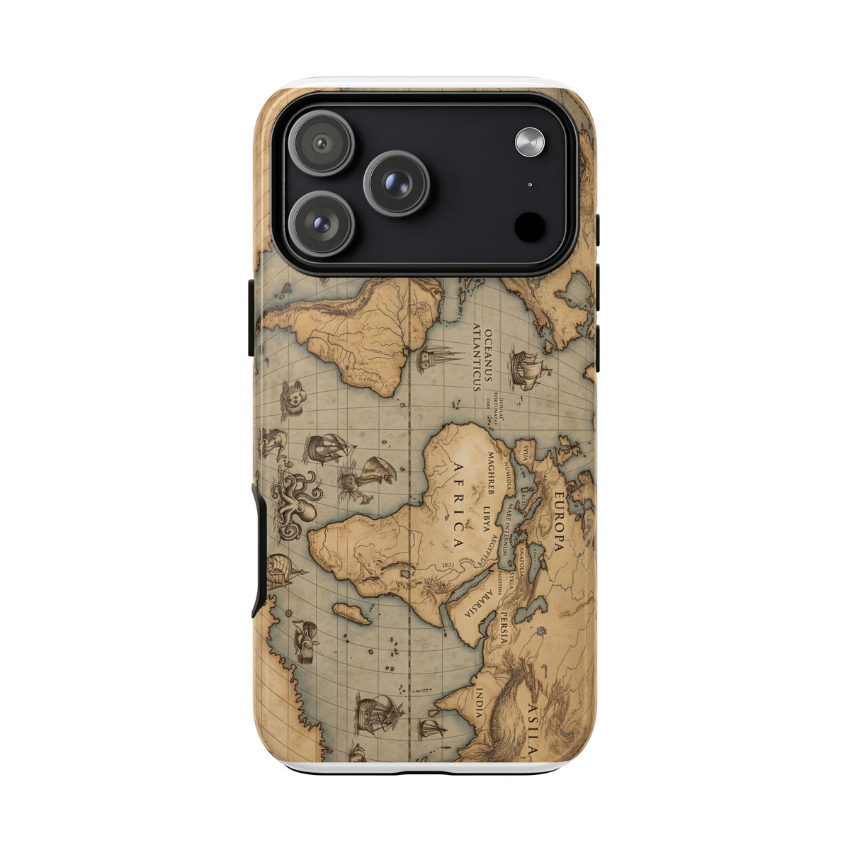 Vintage World Map Tough Phone Case — Antique Explorer iPhone Cover