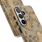 Vintage World Map Tough Phone Case — Antique Explorer iPhone Cover
