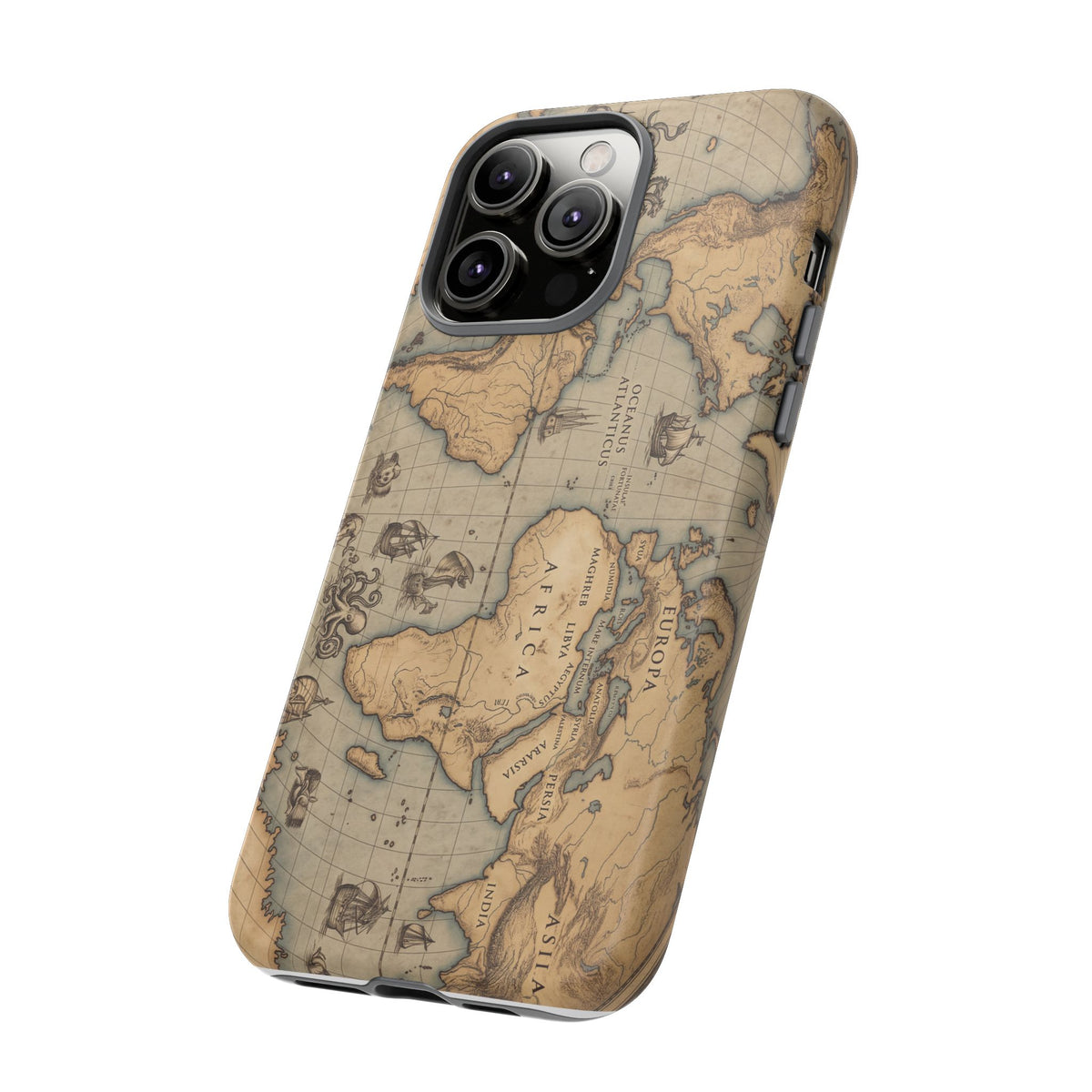Vintage World Map Tough Phone Case — Antique Explorer iPhone Cover