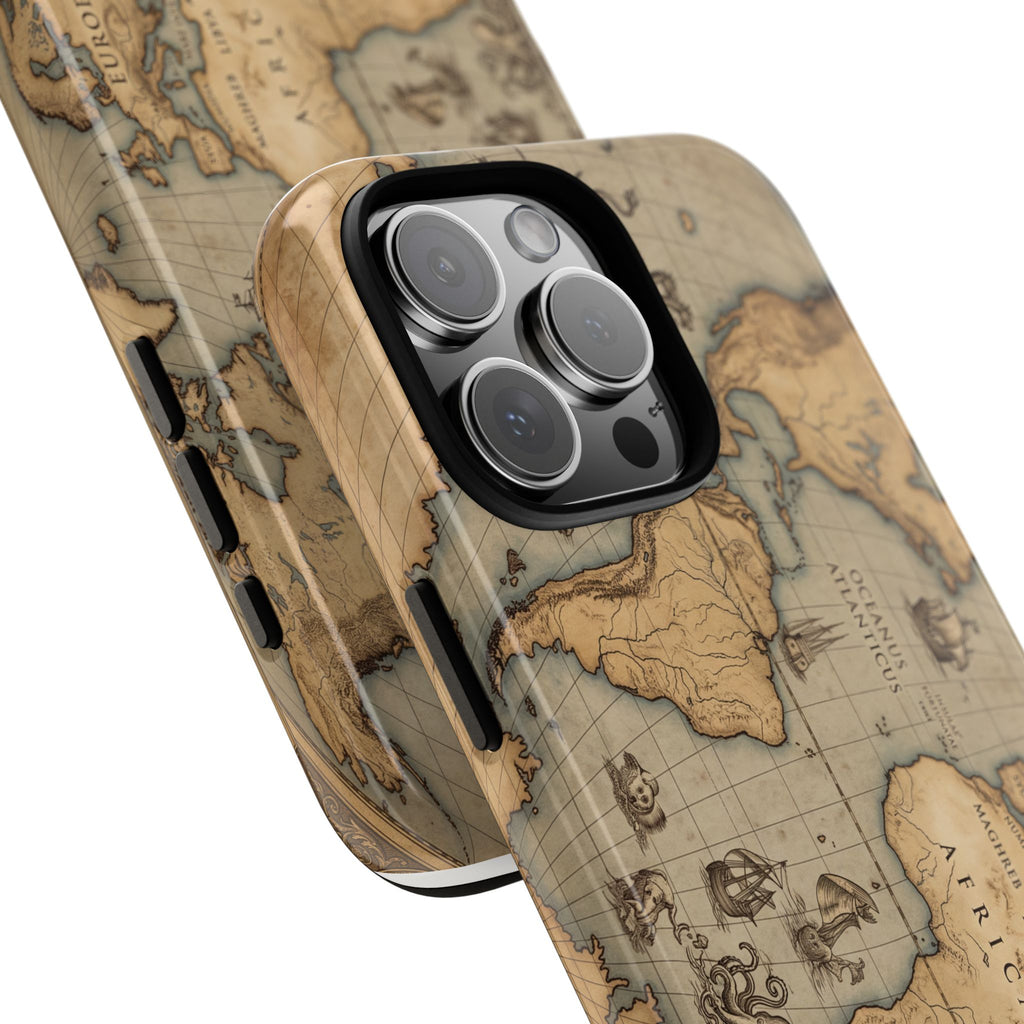 Vintage World Map Tough Phone Case — Antique Explorer iPhone Cover